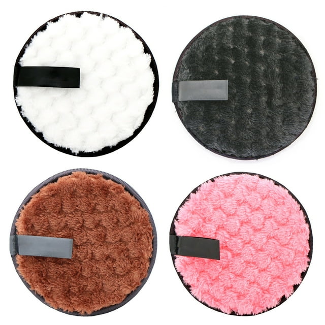 Round Makeup Remover Pads, Appropriate Size Makeup Cleaning Round Pads Double Side Lightweight 4pcs for Girls for Hotel