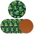 thumbnail image 2 of Saint Patrick's Day Microfiber Leather Round Coasters (6PCS) - 11x11 cm/4.3x4.3 in Set for Drinks,and Durable Beverage Coasters with Holder - Your Table Surface and Enhance Décor, 2 of 6