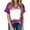 Purple, variant on Vivianyo HD Women Top Clothes Plus Size Women's Tops Women's Fashion Casual Loose Blouse Tiy-dye Printing V Neck T-Shirt Shirts Blouse Print Tee Flash Picks Purple