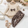 thumbnail image 2 of TOWED22 Baby Kids Girl Outfits Fall Winter Clothing 2 Piece CartoonPrint Long Sleeve Soft Crewneck Tee and Pants Clothes(Beige,5-6 Y), 2 of 9