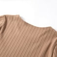 thumbnail image 4 of SELONE Thermal Underwear for Women Cabled Fleece Undershirt Crewneck Long Sleeve Pullover Soild Tight Home Clothes Brown, 4 of 8