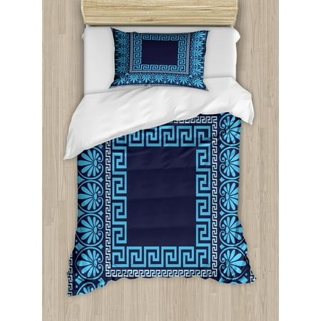Greek Key Duvet Cover Set Grecian Meandros Pattern With Intricate