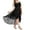 Black, variant on Kmbangi Women Evening Party A-line Dress Lace Patchwork Big Swing Chiffon Dress Summer Round Neck Sleeveless Irregular Hem Dress