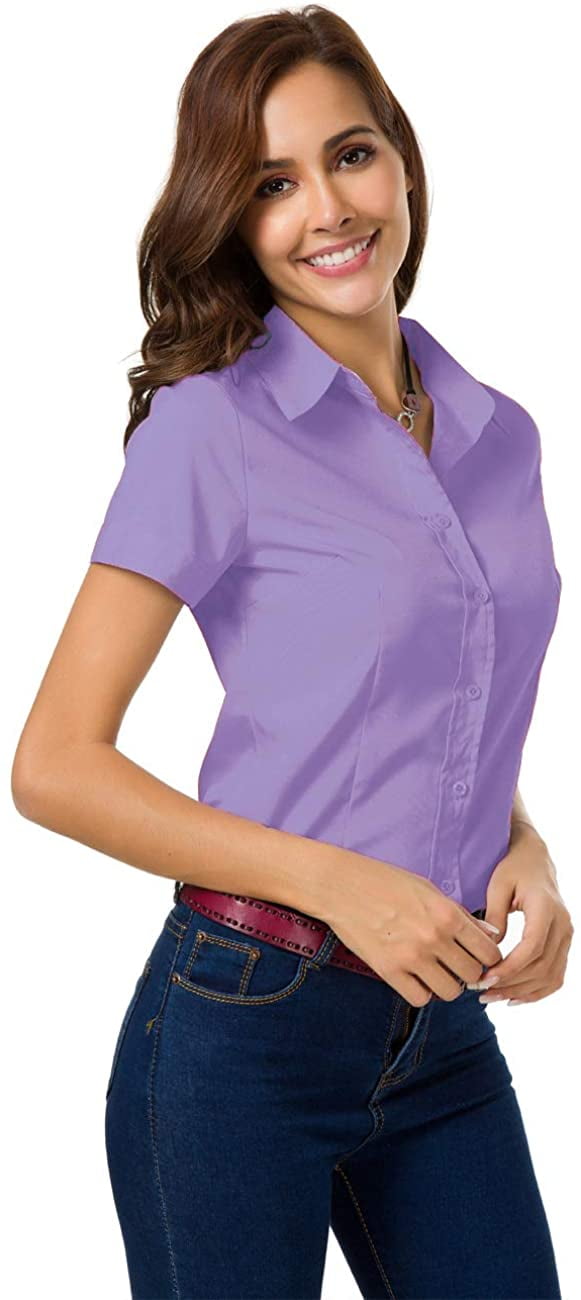 Womens Button Down Shirts Short Sleeve 