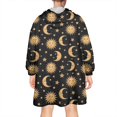 thumbnail image 2 of Wearable Oversized Blanket,Black Sun Moon Star Pattern Wearable Blanket Hoodie for Adults,Cozy Hooded Blankets with Super Pockets,Super Warm Fuzzy Pullover for Women & Men, 2 of 6