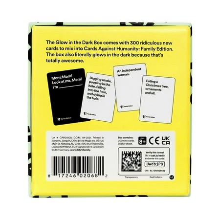 Cards Against Humanity Family Edition: Glow in the Dark Box - Black/White