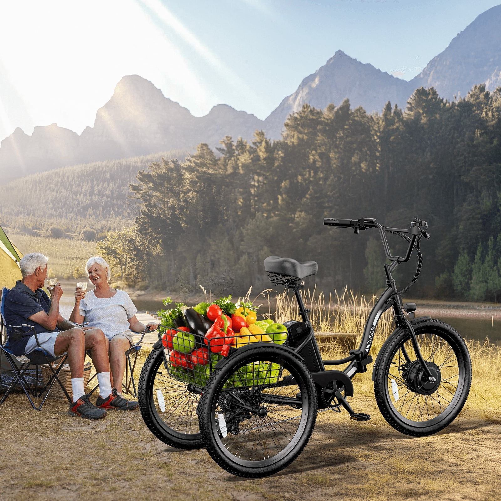 ANCHEER Electric Tricycle for Adults,24" Folding Electric Trike,3 Wheels Electric Bicycle Bikes,350W Step-Thru Etrike with 48V/499Wh Removable Battery,15.5MPH & 55Miles Electric Bike UL2849
