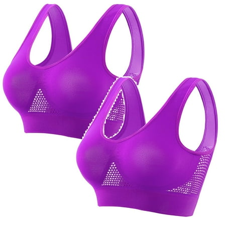 Kcodviy 2Pcs Womens Sports Bra Seamless Pack Of Sports Bras For Women Wirefree Breathable Yoga Bra Strapless Bra For Women Comfort Sleep Bra Workout Womens Bras No Underwire Front Closure Running