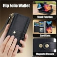 thumbnail image 3 of Case For IPhone 17 Pro Max/17 Pro/17 Air/17, Magnetic Wallet Case Flip Zipper Card Slots Cover Leather Shockproof Shell, 3 of 7