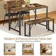 thumbnail image 4 of Dining Table Set, 4 Piece Dining Room Table Set for Small Spaces, Kitchen Table with 2 PU Leather Upholstered Chairs and a Long Bench, Space-Saving Table Set for Kitchen, Dining Room, Restaurant, 4 of 10
