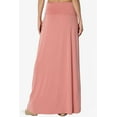 thumbnail image 2 of TheMogan Women's Casual Lounge Solid Foldable High Waist Draped Jersey Relaxed Long Maxi Skirt Ash Rose 1X, 2 of 7