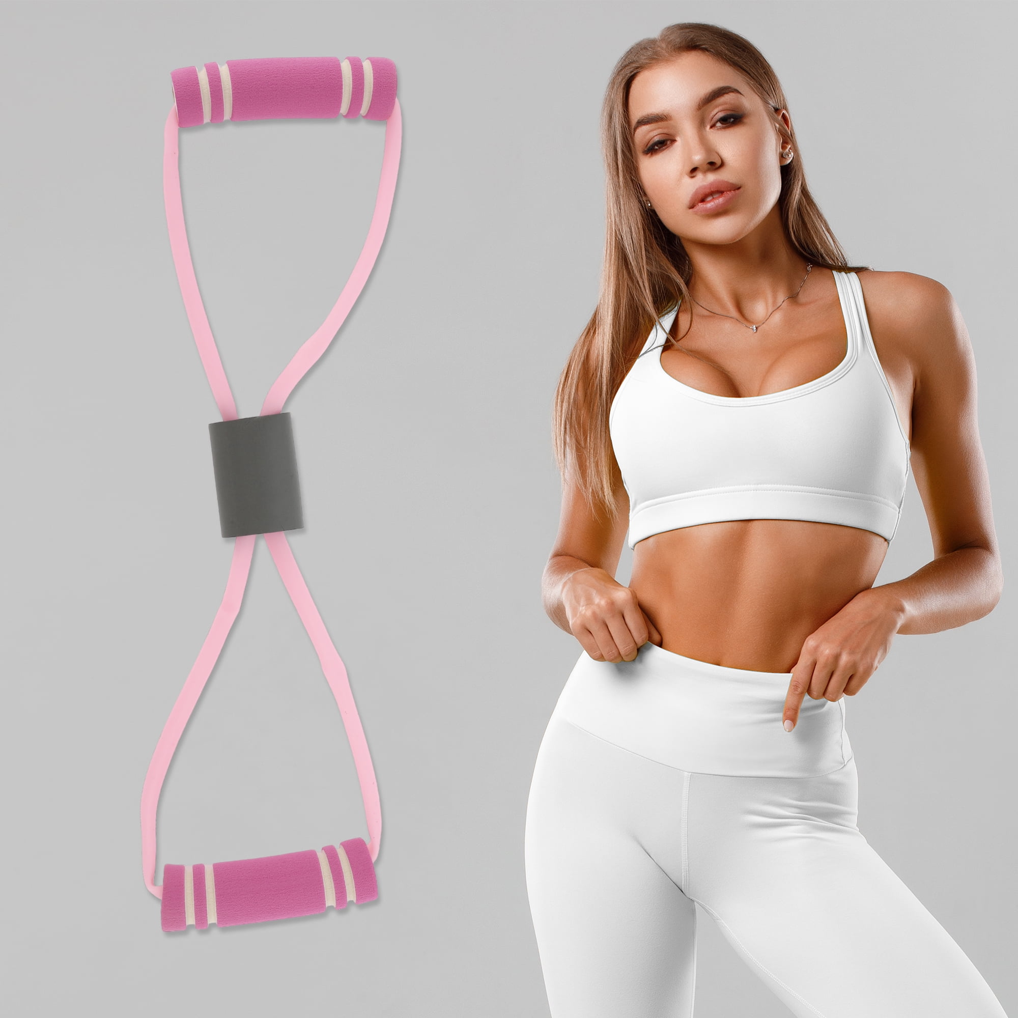 Unique Bargains Durable 8 Shaped Yoga Stretch Band 14 17x3 74 1 Pc Pink