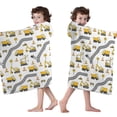 thumbnail image 4 of Cartoon Construction Vehicles Roads White Pattern Hooded Bath Towel，50"x30" for Ages 3 To 12 Kids, Quick Dry Lightweight Soft Microfiber Hood Beach Towel Cover Up for Kids, 4 of 7