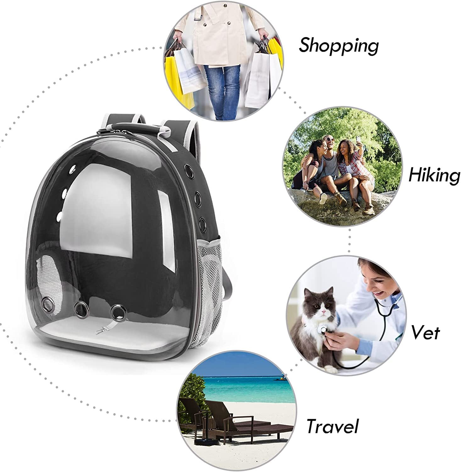 GoXteam Cat Backpack Carrier, Fit up to 13 lbs, Space Capsule Bubble Window Pet Carrier Backpack for Large Fat Cat and Small Puppy, Black