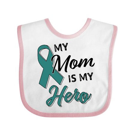 

Inktastic My Mom is my Hero- Ovarian Cancer Awareness Gift Baby Boy or Baby Girl Bib