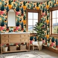 thumbnail image 4 of Western Peel and Stick Wallpaper 23.6in x 9.8ft Colorful Potted Cacti Succulents Floral Details Warm Contact Paper Vinyl Waterproof Self Adhesive Wall Paper for Bedroom Shelf Cabinet Renter Friendly, 4 of 8