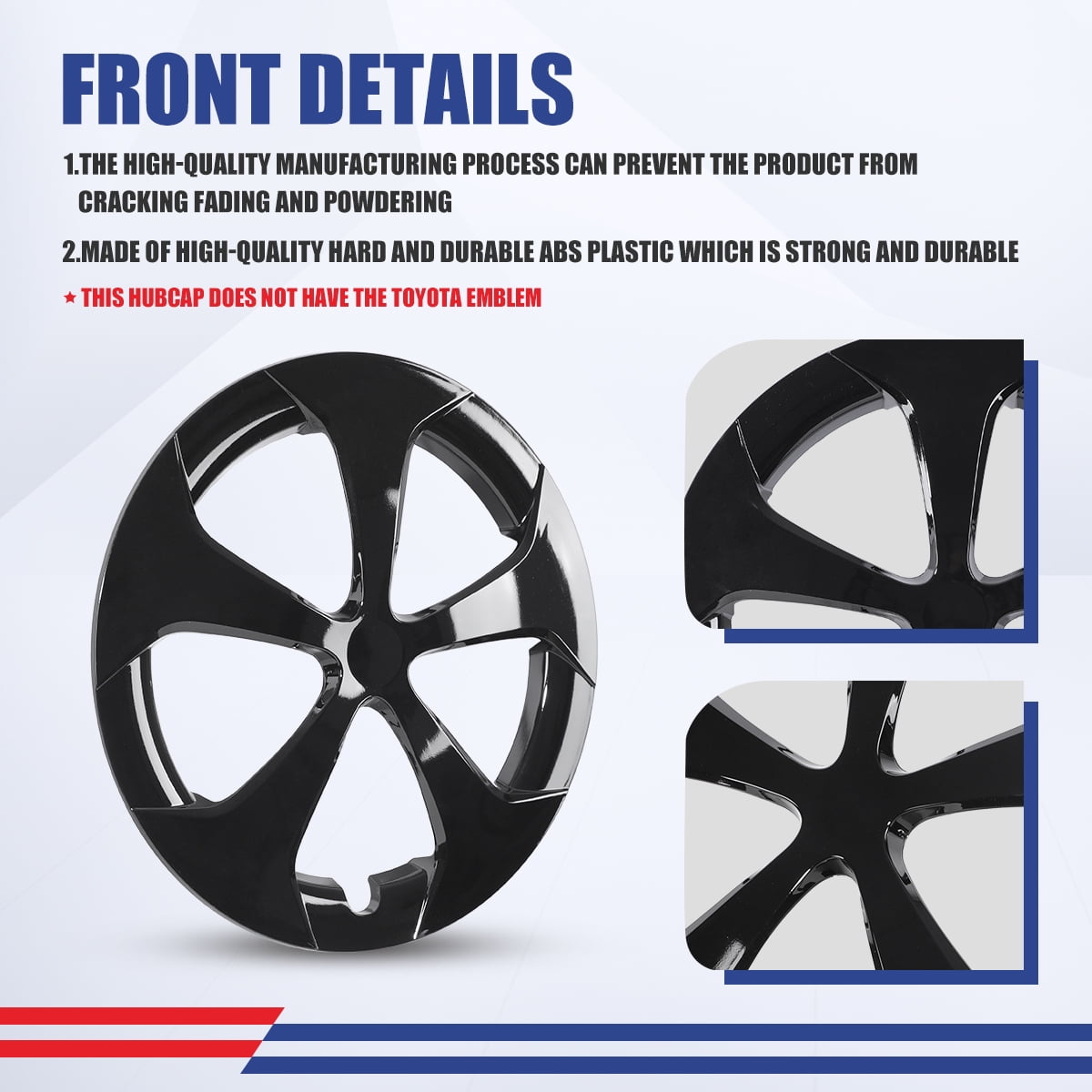 (Set of 4) 15 inch Hubcaps Wheel Rims Cover for 2010-15 Toyota Prius,Black Lacquer