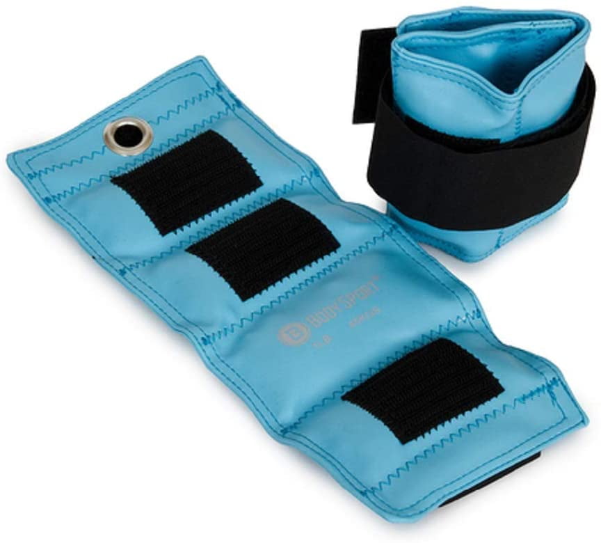Body Sport Wrist and Ankle Cuff Weights, 1 lb., Blue, 2 Pack, Universal Fit Ankle Weights for