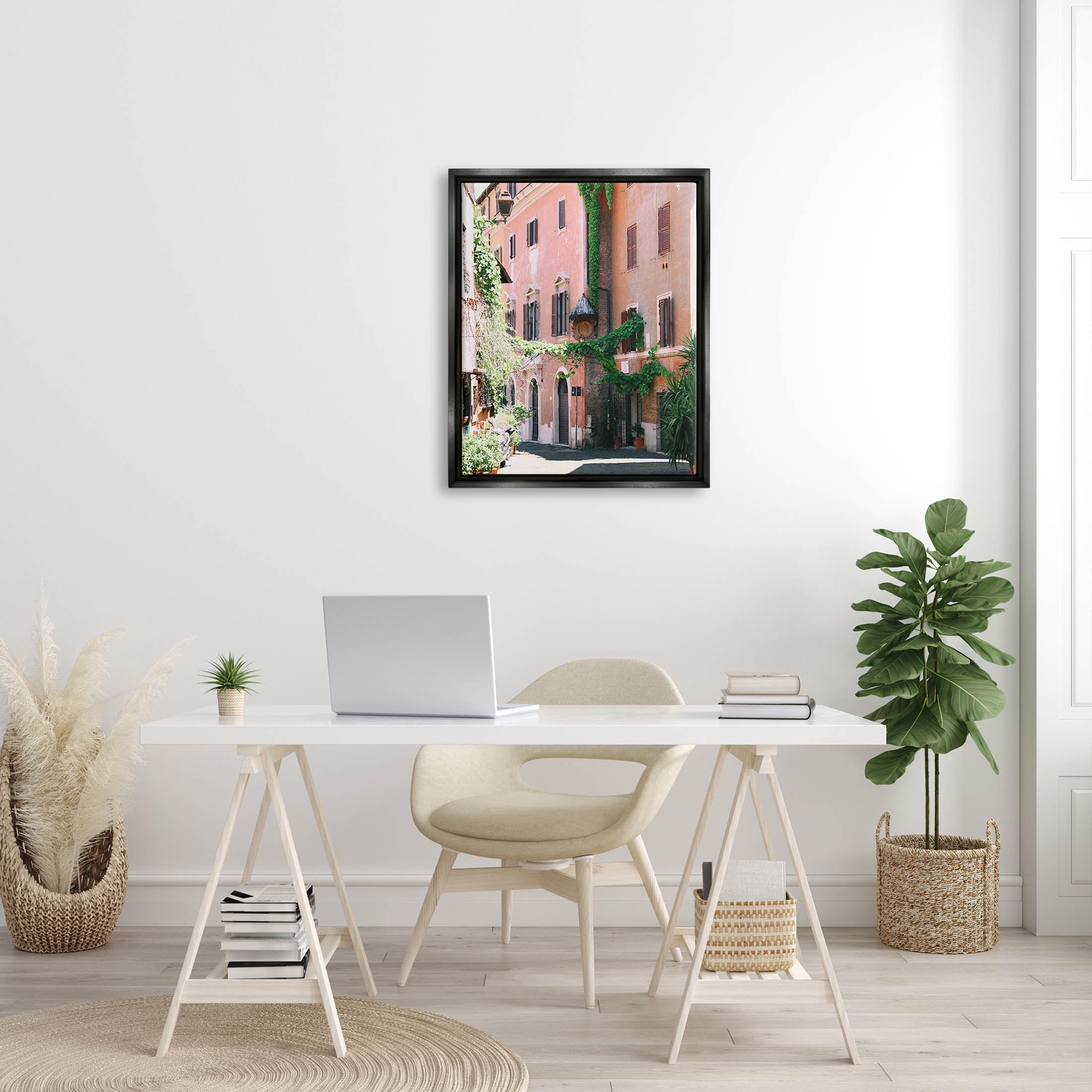 Neighborhood Ivy Vines Architecture Town & City Photograph Jet Black Framed Art Print Wall Art