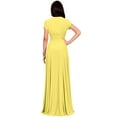 thumbnail image 5 of KOH KOH Long V-Neck Flowy Cap Short Sleeve V-Neck Bridesmaid Wedding Guest Party Formal Summer Sundress Tall Gown Maxi Dress Dresses For Women Daffodil Yellow XXXX-Large US 26-28 NT074, 5 of 6