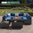 thumbnail image 4 of LazySunsets 8-Piece Outdoor Patio Furniture Set with Fire Pit Table, Wicker Rattan Sectional Sofa Conversation Sets, Navy Blue, 4 of 8