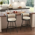 thumbnail image 3 of Zesthouse 26.6″ Swivel Bar Stools Set of 2, Linen Upholstered Counter Stools with Barrel Back and Metal Legs, Modern Counter Height Barstools for Kitchen Island, Beige, 3 of 13