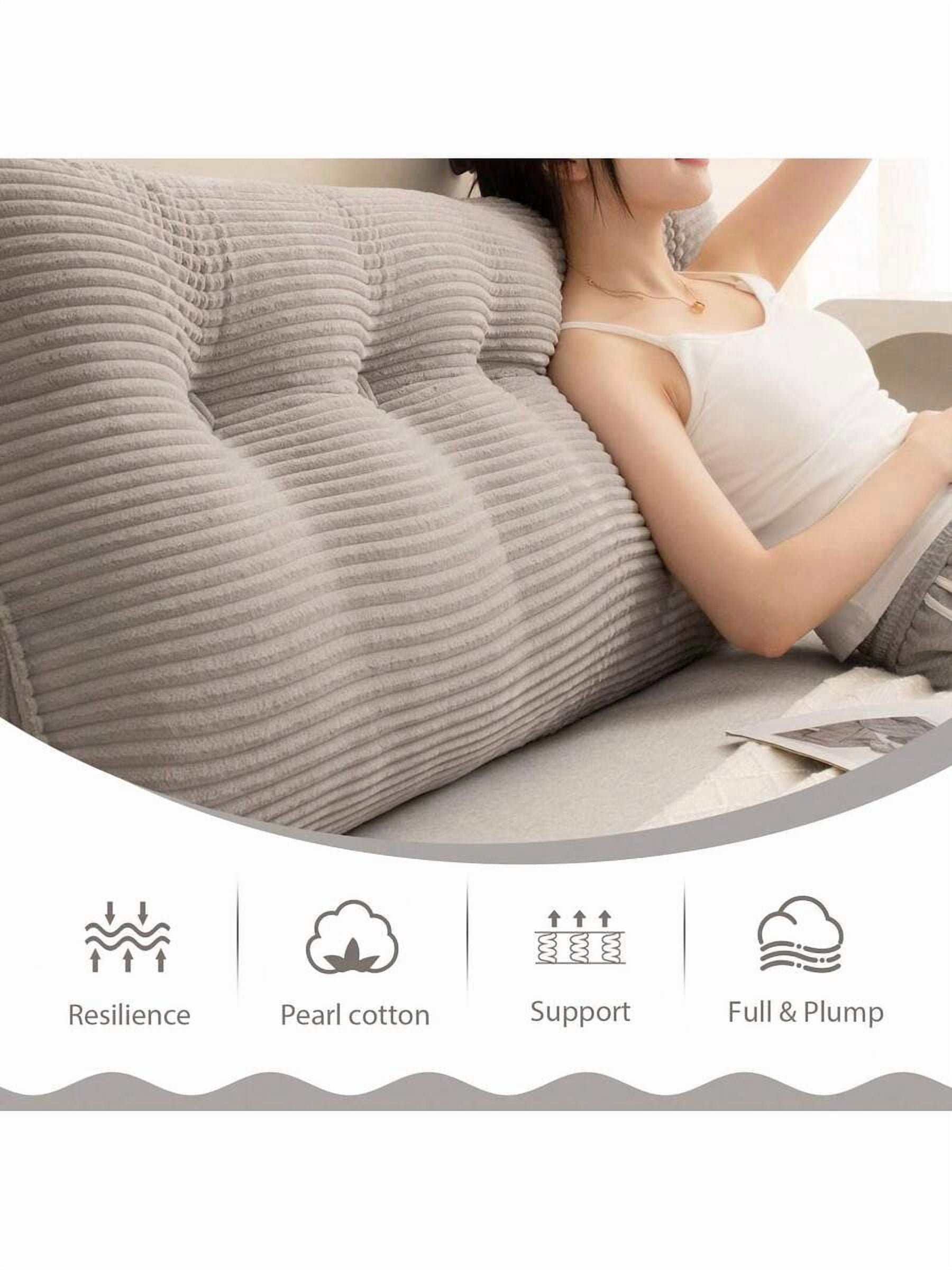 Bed Triangular Headboard Pillow Wedge Body Support Pillow Reading Pillow Full Filling Backrest Positioning Support Bolster Lumbar Cushion Removable Cover With Side Pockets Twin Queen King Size For