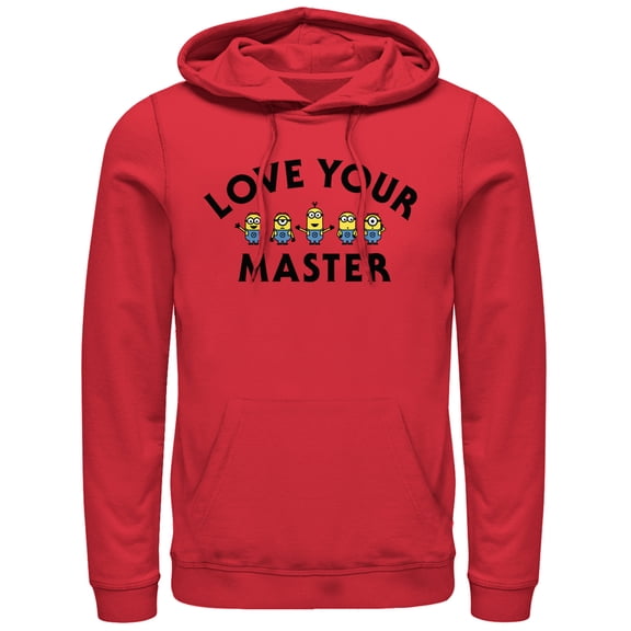 Men's Despicable Me Minion Love Master Pull Over Hoodie Red Large
