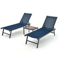 thumbnail image 2 of Gymax 3pcs Patio Chaise Lounge Set Aluminum Recliner Chair Table Outdoor Adjust Navy, 2 of 8