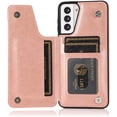 thumbnail image 5 of Phone Case for Samsung Galaxy S21 Glaxay S 21 5G 6.2 inch with Tempered Glass Screen Protector and Card Holder Wallet Cover Stand Flip Leather Cell Accessories Gaxaly 21S G5 Cases Women Girl Rose Gold, 5 of 13