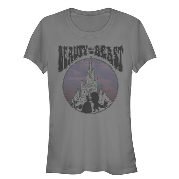 Junior's Beauty and the Beast Castle  Graphic Tee Charcoal X Large