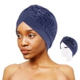 thumbnail image 4 of CSChome Bonnet Femme Bonnet Extensible Coupe-Vent Résistant aux Déchirures Bord Rétractable Bord Chaud à Sequins Fleur Turban Mode, 4 of 7