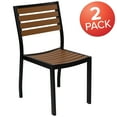 thumbnail image 3 of Flash Furniture Outdoor Stackable Side Chair with Faux Teak Poly Slats, Set of 2, 3 of 13