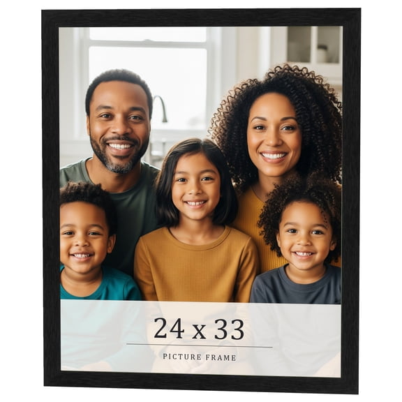 24x33 Frame Black Charcoal Grey Wood Textured Picture Frame | 0.75 Inch Moulding Width | Gunmetal
