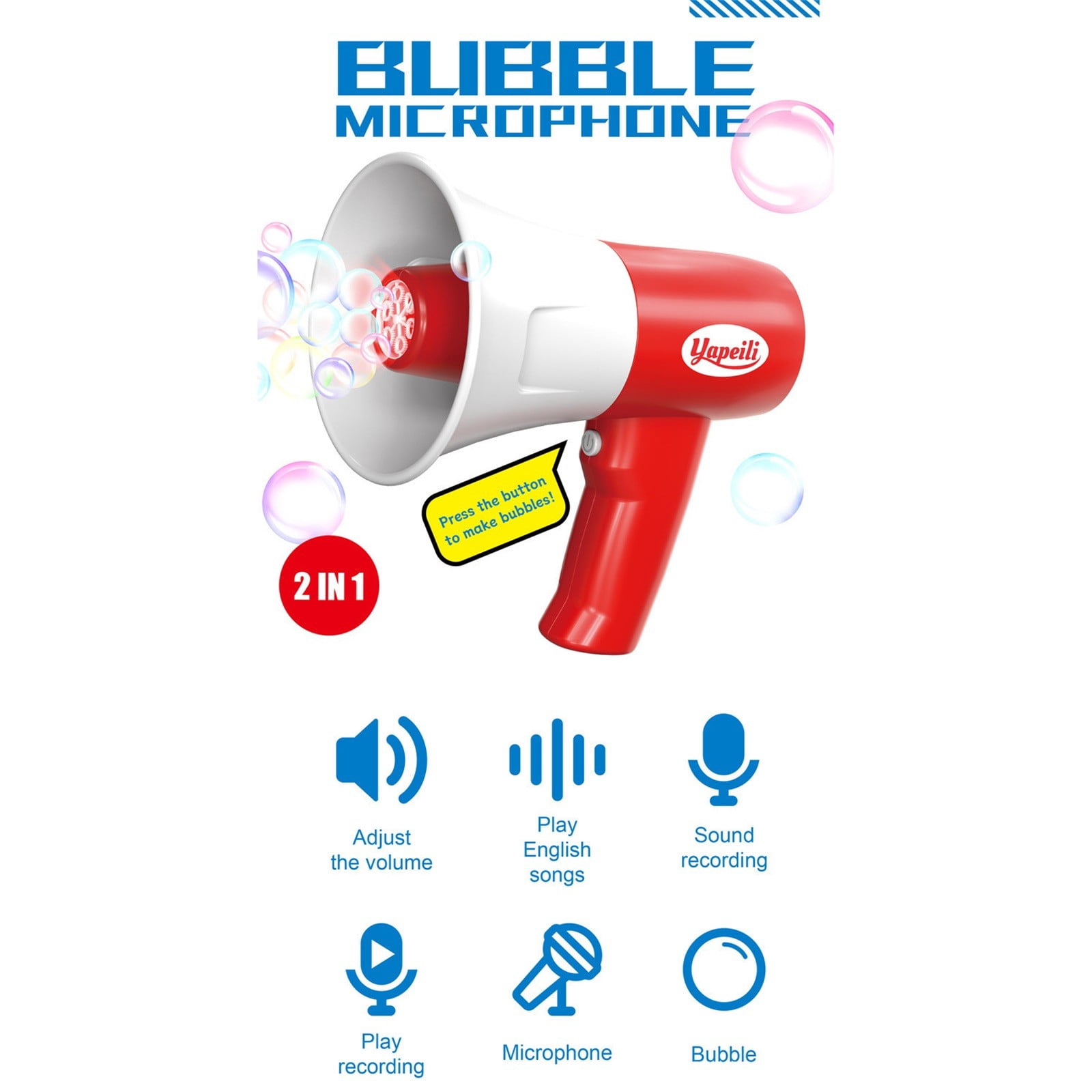 LYINGF Recordable Bubble Machine - Includes 2 Bottles of Solution (100ml Total), Indoor and Outdoor Bubble Blower for Parties and Events, Creates a Festive Atmosphere, Easy-to-Use Bubble Maker