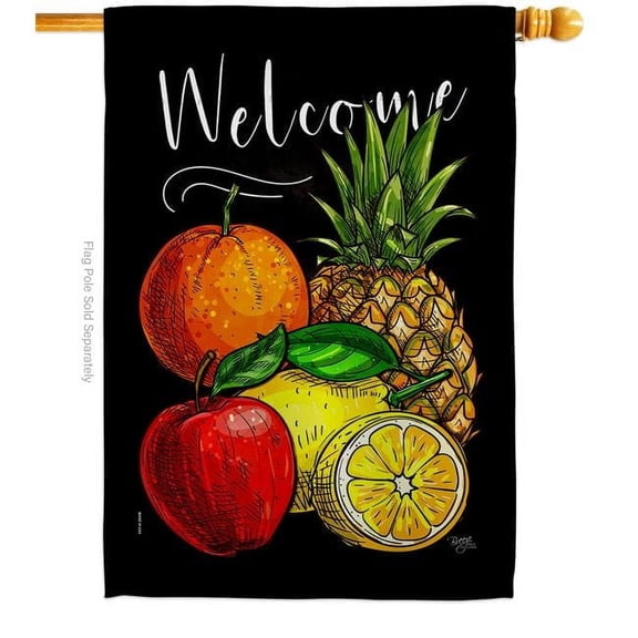 Breeze Decor H117067-BO Fruit Party Food 28 x 40 in. Double-Sided Decorative Vertical House Flags for Decoration Banner Garden Yard Gift