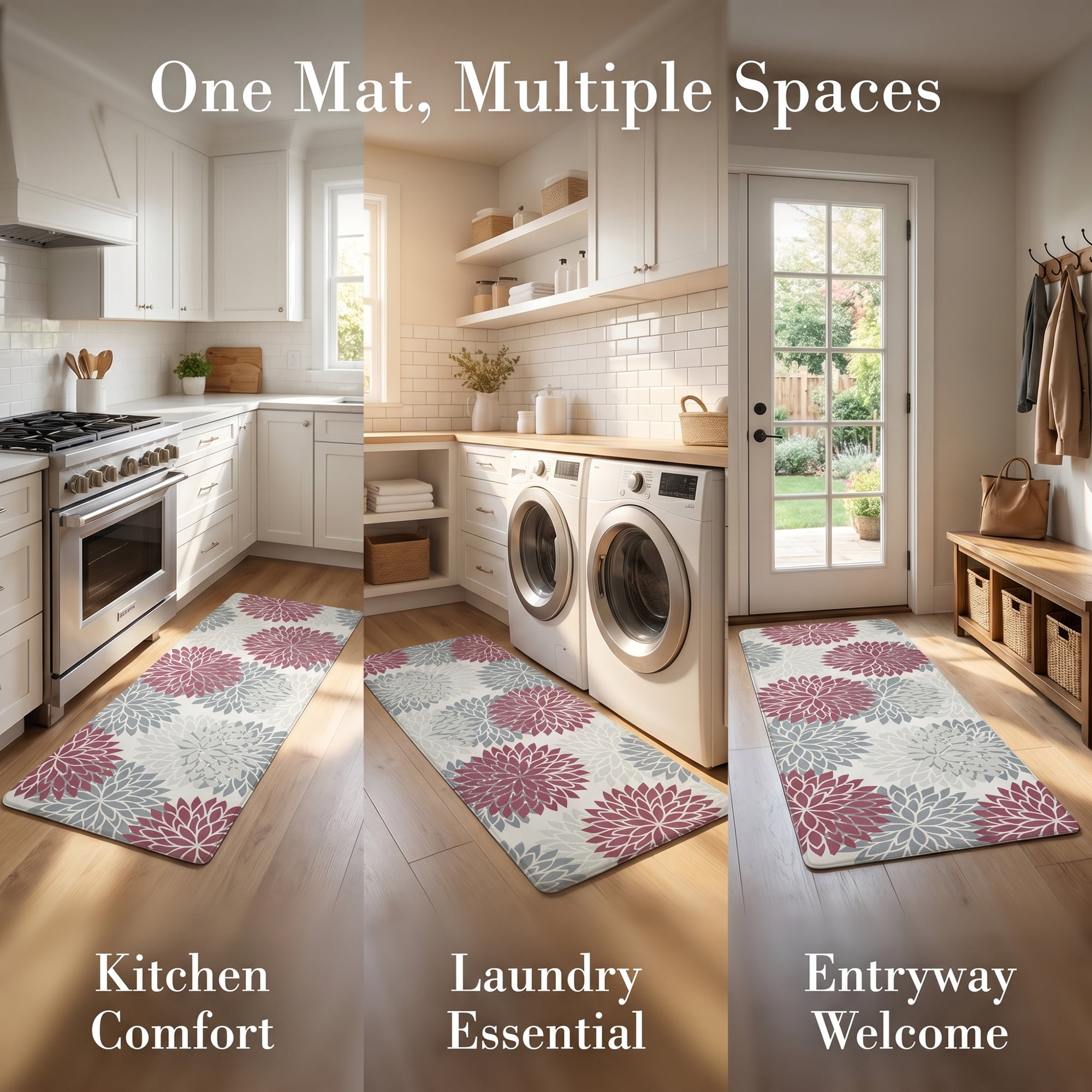 Unique Bargains Ergonomic Kitchen Mats Red 47" x 17"