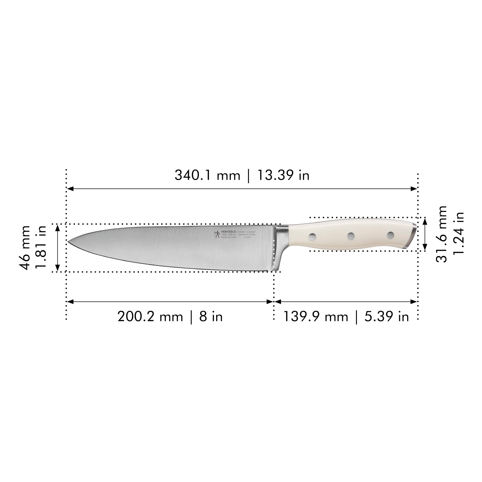 Henckels Forged Accent 8-inch Chef's Knife - White Handle