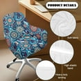 thumbnail image 5 of Whosucclay Blue Boho Mandala Flower Print Curved Back Chair Covers with Arms Dustproof Washable Swivel Armchair Cover Protector Thick Dining Chair Slipcovers for Kitchen, Party, Banquet Decor, 5 of 7