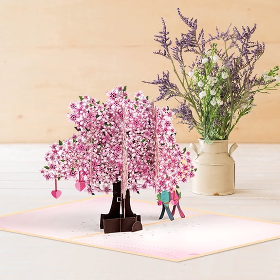 2ooya 3D Couple Birds Cherry Blossom Tree Card for Anniversary Wedding,1 Pack