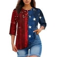 thumbnail image 3 of Spring Tops For Women 2025, 4Th Of July Print Round Neck Three Quarter Sleeves T-Shirt Purple Long Sleeve Woman Sweatshirt Sequin Tops White Button Down Shirt Tops Leggings (XL, Deep Red) ZMTing, 3 of 5