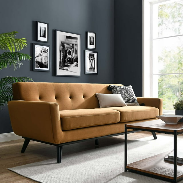 Modway Canapé en Velours de Performance Engage Couleur Cognac