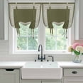 thumbnail image 5 of Olive Green Abstract Art Tie Up Curtains, Geometric Greek Key Country Farm Adjustable Rod Pocket Balloon Curtains Light Blocking Window Treatment for Kitchen Living Room Bedroom, 52 × 45 In, 5 of 9