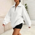 thumbnail image 6 of vdgthytj Sweatshirts for Women Long Sleeve Lapel Collar Quarter Zip Oversized Drop Shoulder Fashion Fall Athleisure Pullover Tops with Pocket(X-Large,White), 6 of 7