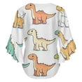 thumbnail image 6 of Cute Dinosaur Evolution Stickers Women's V-Neck Blouse With 3/4 Ruffled Bell Sleeves Casual Top Ladies Blouses, 6 of 7