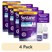 (4 pack) Systane Balance Lubricating Eye Drops for Dry Eyes Symptoms, 10mL, Twin Pack