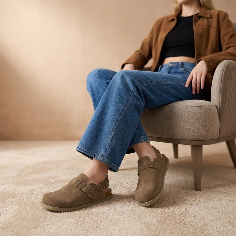 Cushionaire Brooklyn Genuine Suede Clogs for Women  display picture 2