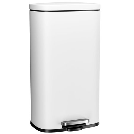 FURNO 13.2 Gallon Step Trash Can, Stainless Steel Garbage Bin, Soft-Close Rubbish Bin with Removable Plastic Inner Bucket, Fingerprint-Proof, Lid Dustbin, Suit for Kitchen Home (White, 50L)