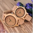 thumbnail image 4 of Reloj analógico Bobo Bird M11 de bambú para hombre con correa de corcho, color marrón con bisel, color beige, fondo marrón, 4 of 8