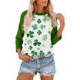 thumbnail image 5 of Craaazy Women's St Patricks Day Sweatshirts Comfy Clover 3/4 Sleeve Crew Neck Shirts Gifts, 5 of 7